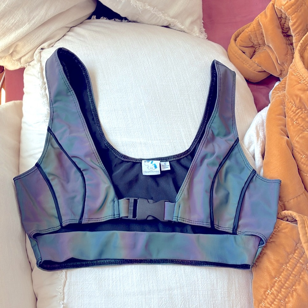 iHeartRaves Holographic Crop Top